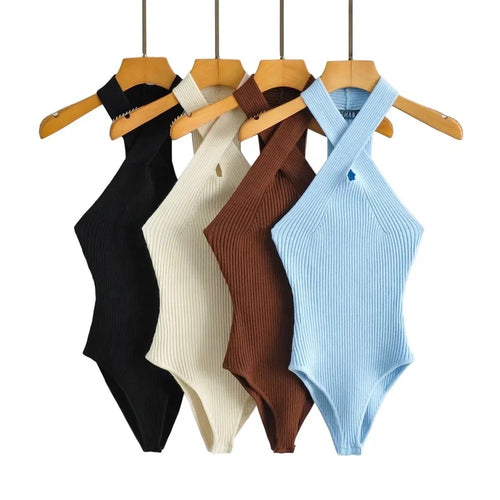 CROSSED NECK BODYSUIT