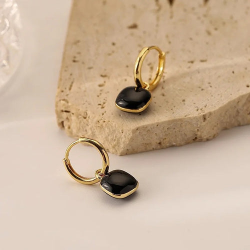 SQUARED PENDANT HOOP EARRING