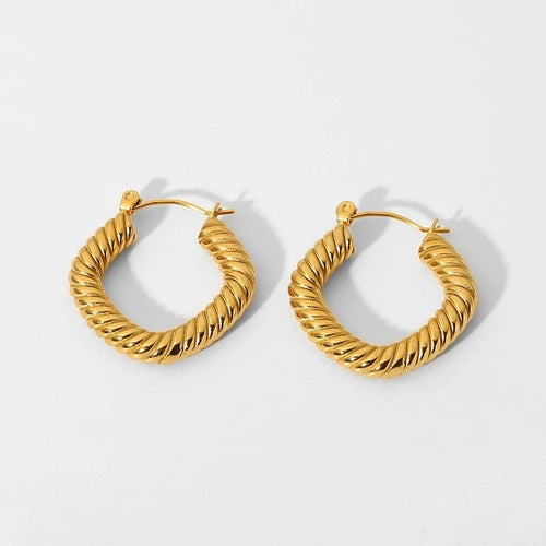CABLE TWISTED CC HOOP EARRINGS